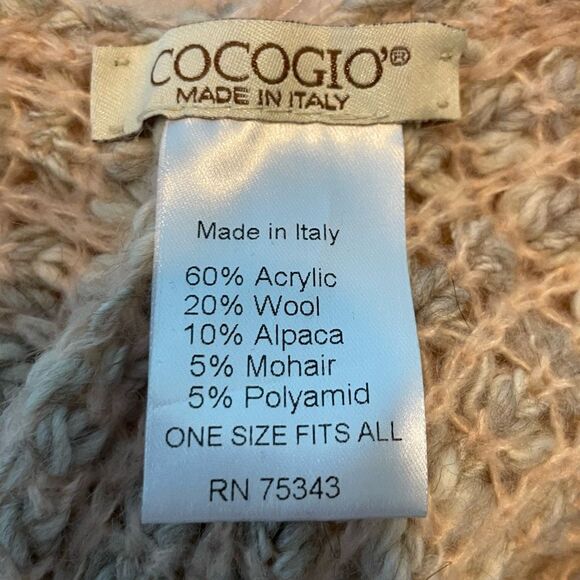 Cocogio Anthropologie Cowl Neck Poncho Sweater Salmon Pink Cream Italian Wool Bl - Picture 9 of 10